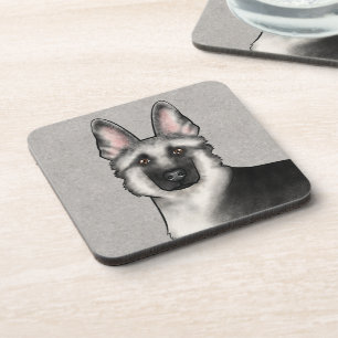 Posavasos Cabeza de perro pastor alemán de plata Sable