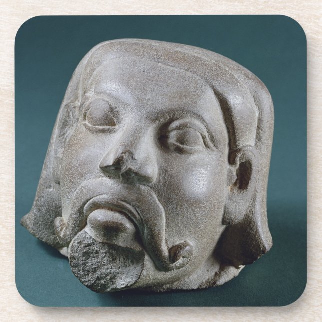 Posavasos Cabeza pulimentada de un extranjero, Sarnath, 3ro (Frente)