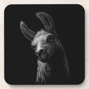 Posavasos Cabeza retratada llama con fondo negro