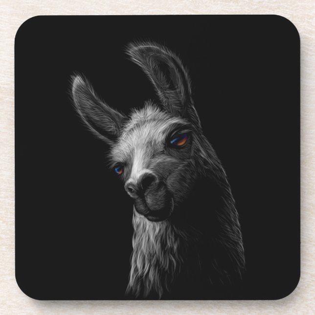 Posavasos Cabeza retratada llama con fondo negro (Frente)