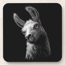Posavasos Cabeza retrato Llama Cute En Fondo Negro
