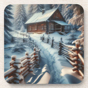 Posavasos Cabina de registro de invierno en Navidades de un