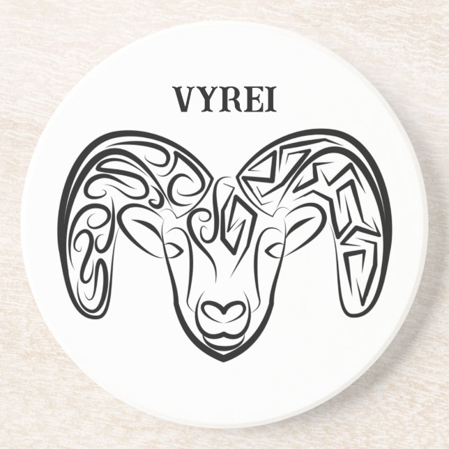 Posavasos Cabra/oveja tribal negra y blanca (Frente)