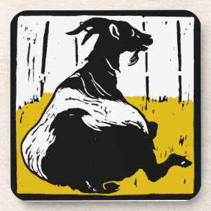 Posavasos Cabras De Woodcut Victorianas En Montaña