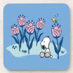 Posavasos Cacahuetes | Jardín de flores Snoopy & Woodstock<br><div class="desc">Mira este divertido diseño de maní con Snoopy y Woodstock.</div>