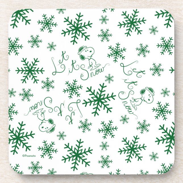 Posavasos Cacahuetes | Navidades Snoopy Let It Snow Pattern (Frente)