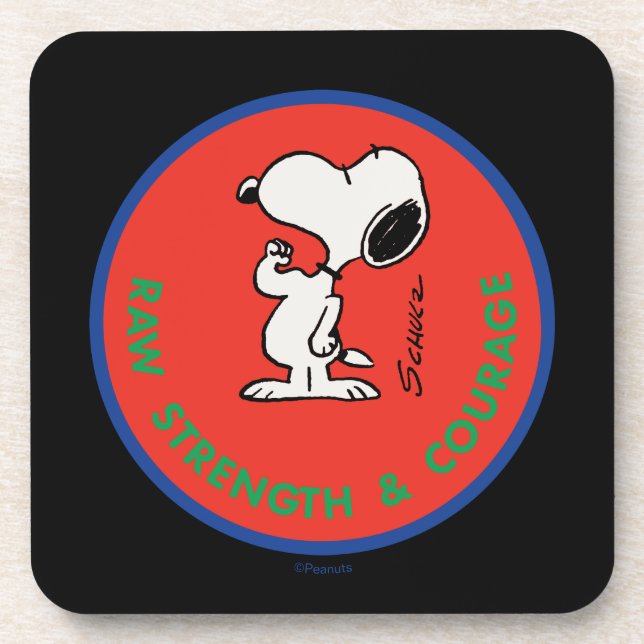 Posavasos Cacahuetes | Snoopy Raw Strength & Courage Badge (Frente)