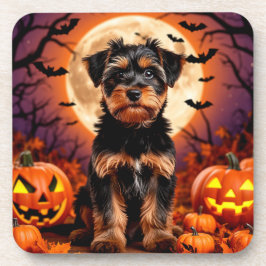 Posavasos Cachorro adorable con fondo de Halloween