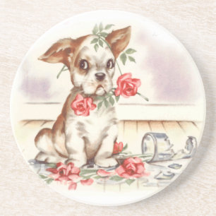 Posavasos cachorro con rosas
