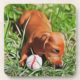 Posavasos Cachorro De Dachshund En La Grasa Con Xmas De Bola