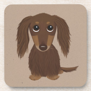 Posavasos Cachorro de Salchicha Marrón Chocolate de Pelo Lar