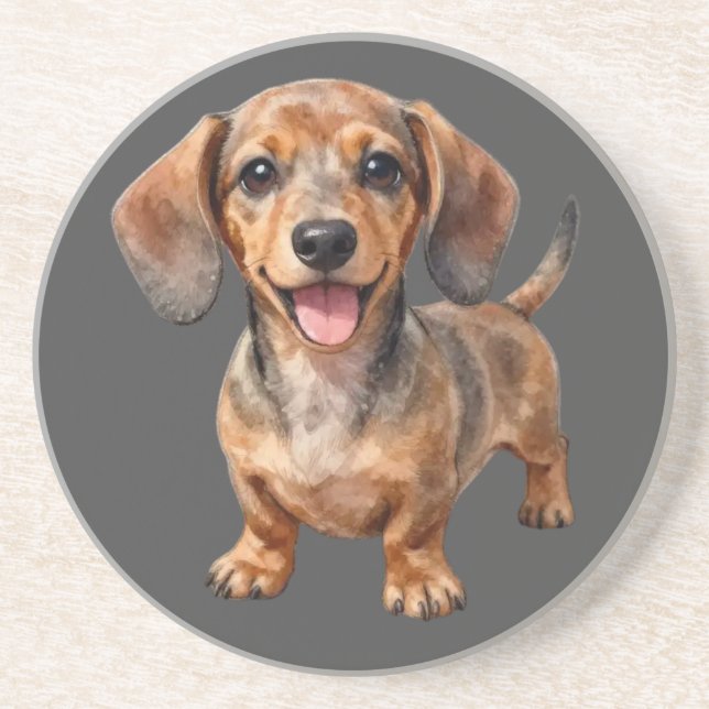 Posavasos Cachorro feliz de raza Dachshund (Frente)