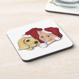 Posavasos Cachorro labrador de Navidad lindo y atigrado nara