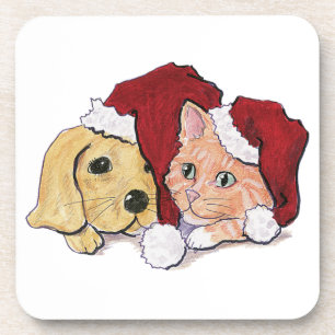 Posavasos Cachorro labrador de Navidad lindo y atigrado nara