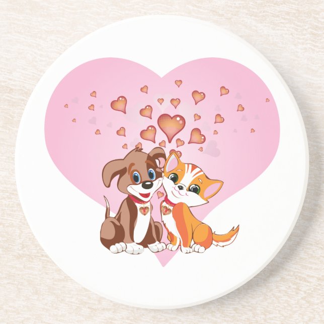 Posavasos Cachorro y amor a gatitos (Frente)