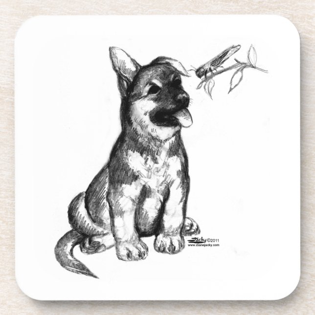 Posavasos Cachorro y saltamontes (Frente)