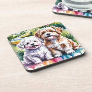 Posavasos Cachorros Esponjosos y Adorables en el Parque de l