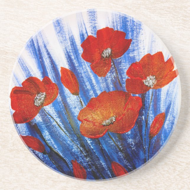 Posavasos Cachorros rojos en la hierba azul (Frente)