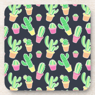 Posavasos Cacti de color de agua neón en el patrón de las ol
