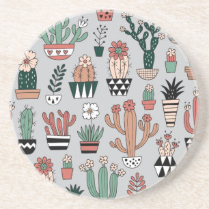 Posavasos Cactúos de brillo lindo: patrón dibujado a mano