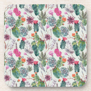 Posavasos Cactus de color de agua del Boho exótico y patrón 