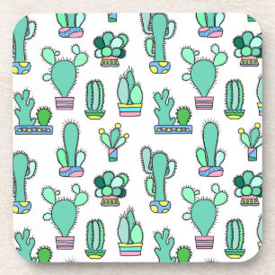 Posavasos Cactus de la verde menta y modelo suculento de la