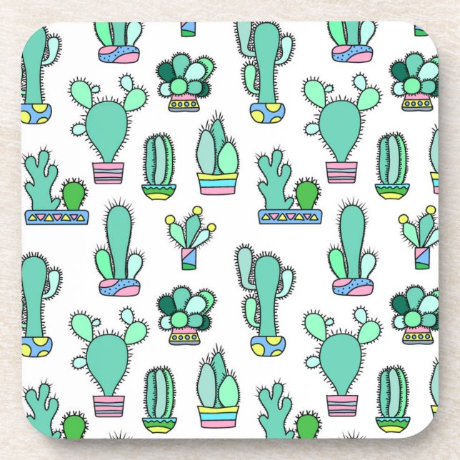 Posavasos Cactus de la verde menta y modelo suculento de la (Frente)