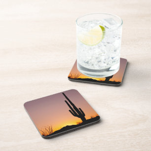 Posavasos Cactus del Saguaro en la puesta del sol