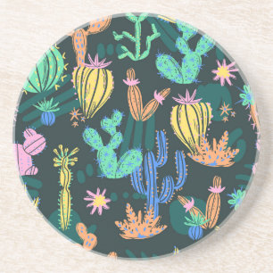 Posavasos Cactus dibujado a mano: sin costuras escandinavas.