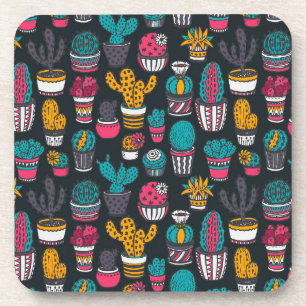 Posavasos Cactus dibujado mano en modelo del estilo del