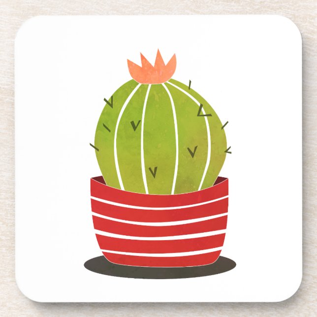 Posavasos Cactus en una olla poster de arte mínimo (Frente)