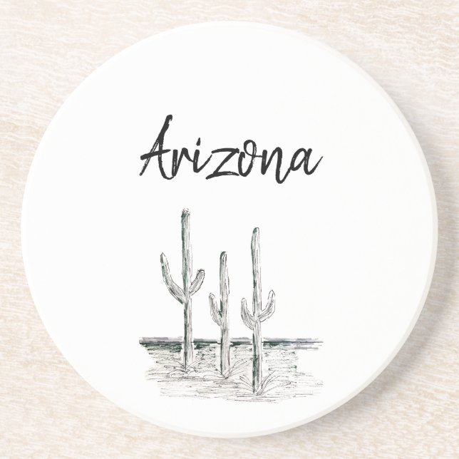 Posavasos Cactus simple del desierto blanco negro de Arizona (Frente)