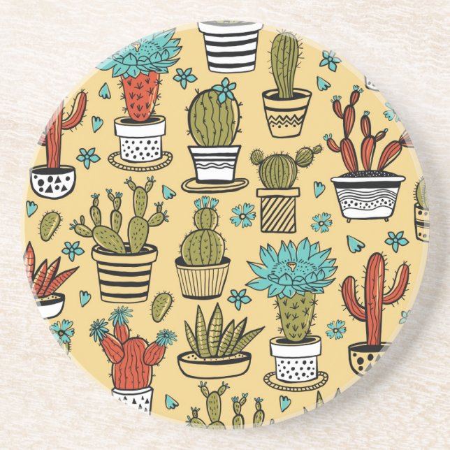 Posavasos Cactus Succulent: Esbozo dibujado a mano (Frente)