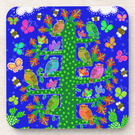 Posavasos Cactus Tree of Life with Owls and Birds