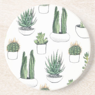 Posavasos Cactus y Succulent de Acuarela