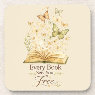 Posavasos Cada libro te libera Mariposa amante de los libr