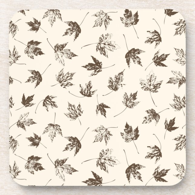 Posavasos Caer hojas de arce en crema - patrón sin costura. (Frente)