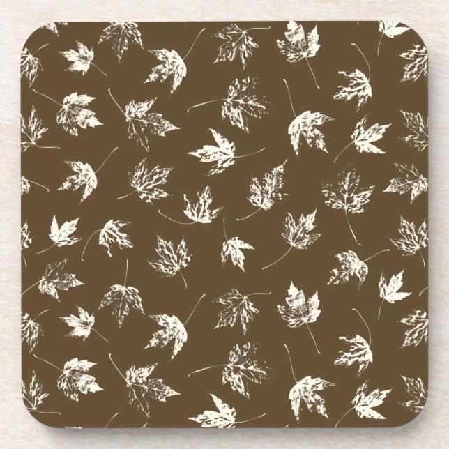 Posavasos Caer hojas de arce sobre marrón - sin costuras. (Frente)