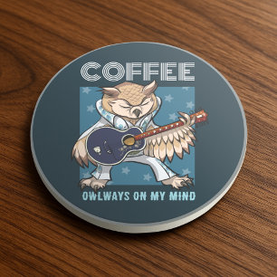 Posavasos Café Búho Adorable Siempre En Mi Mente Guitarra Di