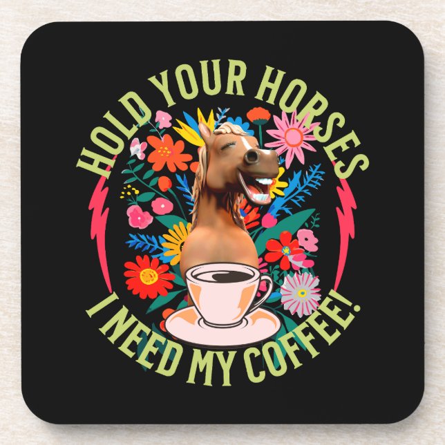 Posavasos Café divertido con humor de caballo (Frente)
