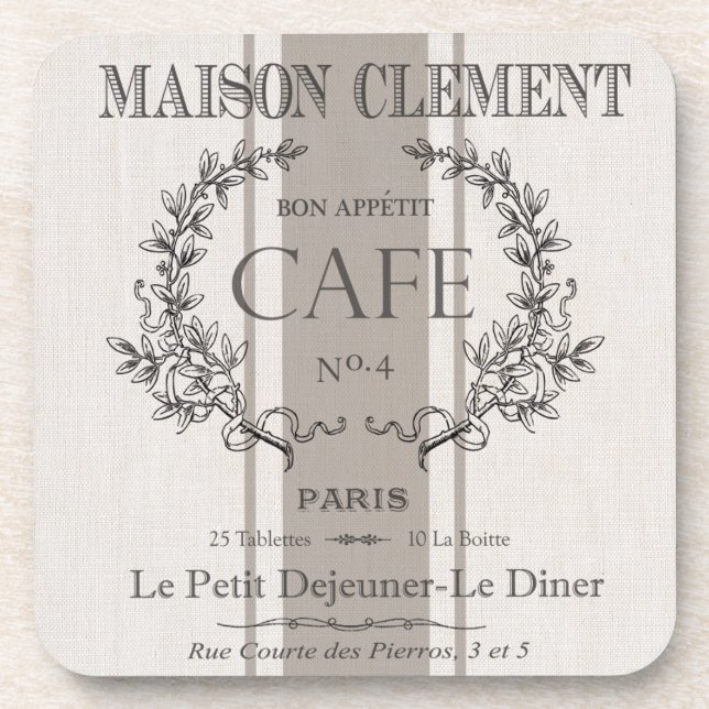 Posavasos café francés vintage moderno (Frente)