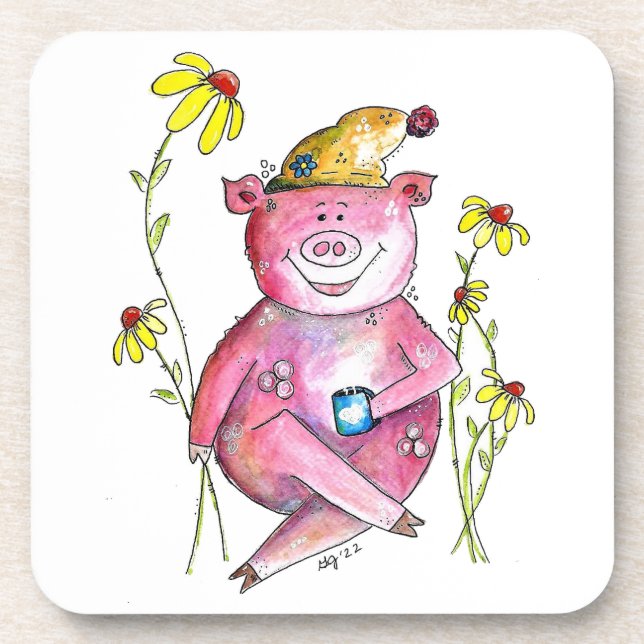 Posavasos Café para beber cerdo delicioso (Frente)