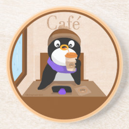 Posavasos Cafe Pingüino Sandstone Coaster