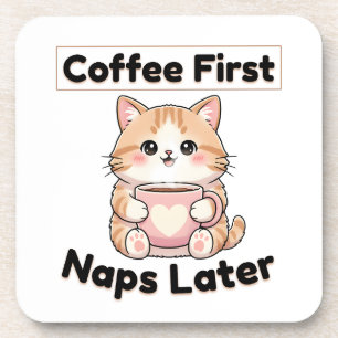 Posavasos Café Primero Gatos Durmiendo Después Gato Lindo