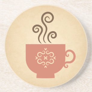 Posavasos Café retro o Té Cup con textura de papel envejecid