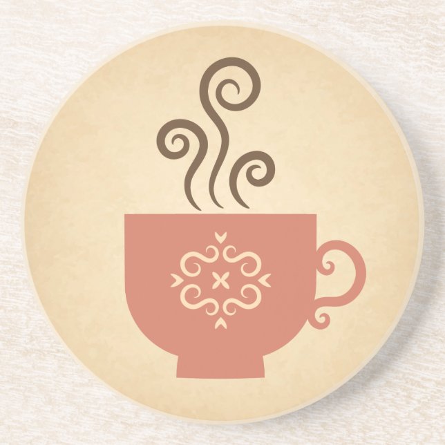 Posavasos Café retro o Té Cup con textura de papel envejecid (Frente)