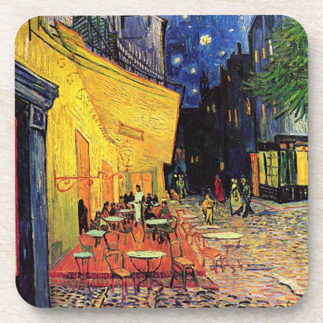 Posavasos Cafe Terrace de noche por Vincent van Gogh (Frente)