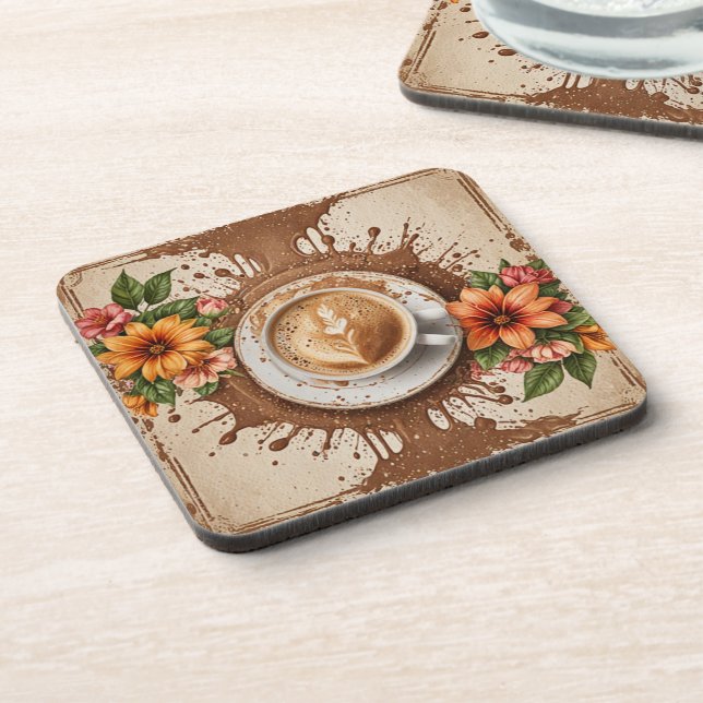 Posavasos Café y flores (Lado Izquierdo)