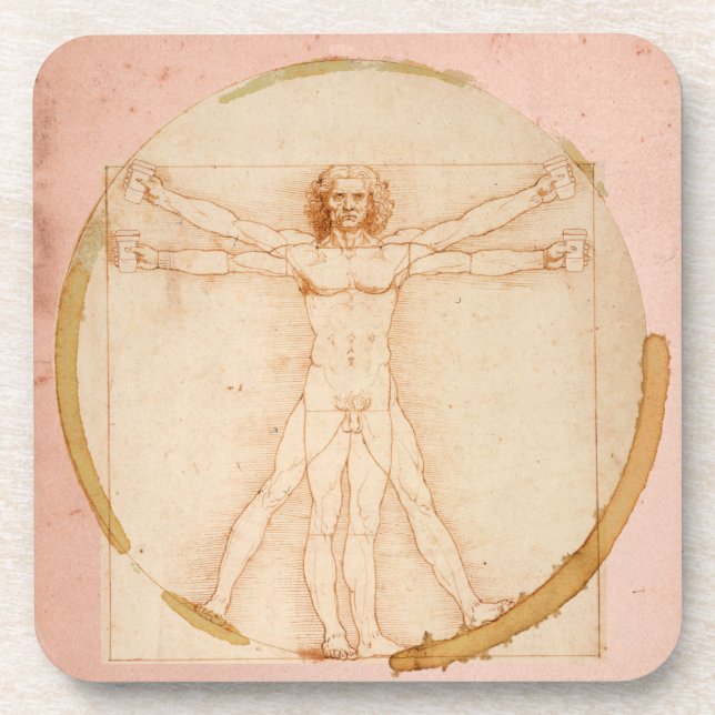 Posavasos cafetera del hombre vitruviano de Da Vinci (Frente)