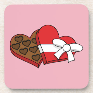 Posavasos Caja de chocolate con corazón el día de San Valent